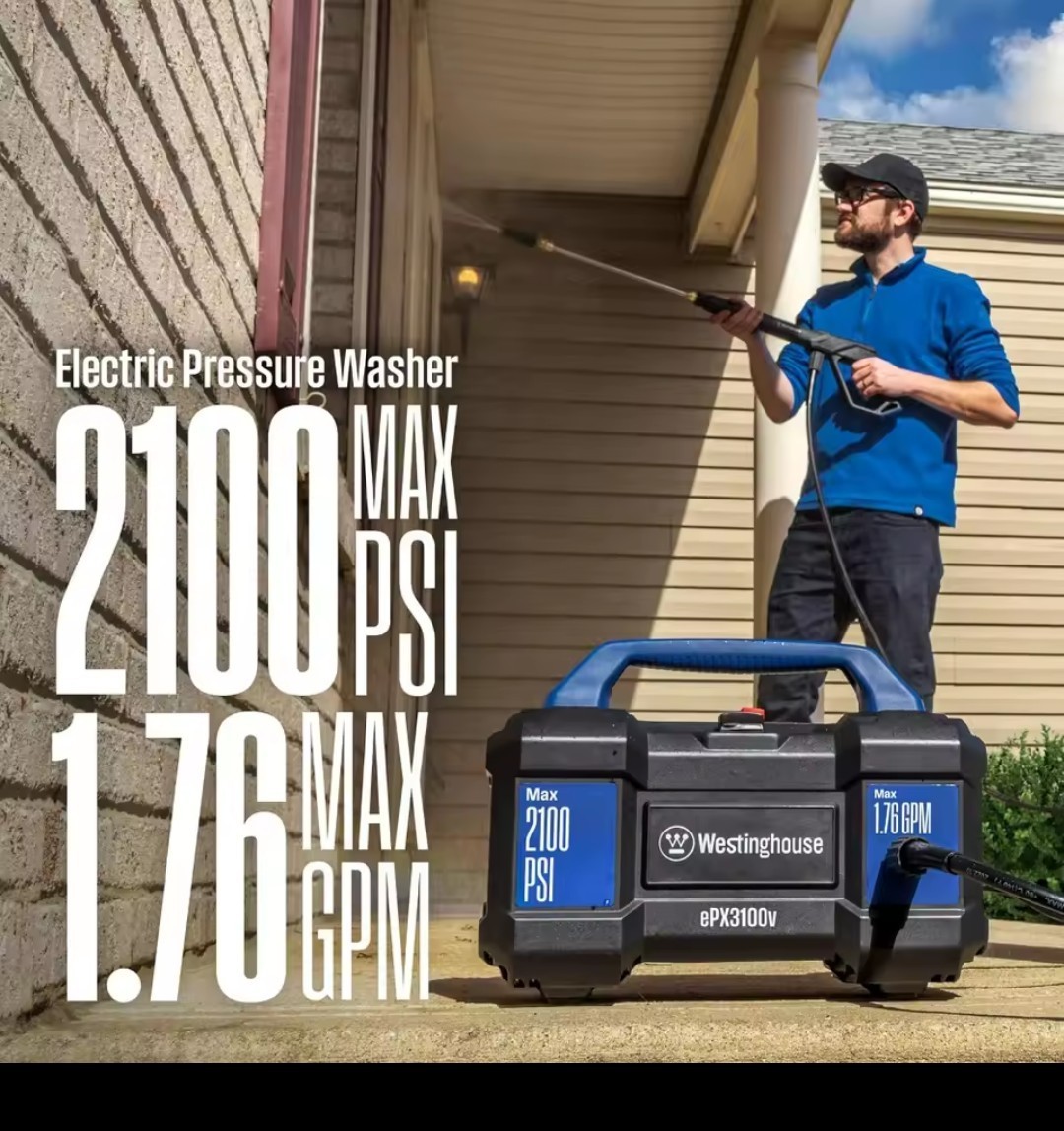 Westinghouse ePX3100v Electric Pressure Washer, 2100 PSI, Foam Cannon, 4-Nozzle