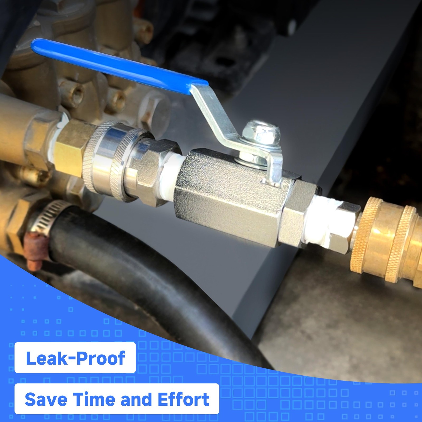 3/8 Inch Quick Connect Pressure Washer Hose Shut Off Ball Valve SS 5000PSI