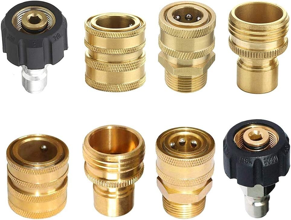 9Pc Pressure Washer Adapter Set Quick Disconnect Kit M22 Swivel to 3/8” Connect