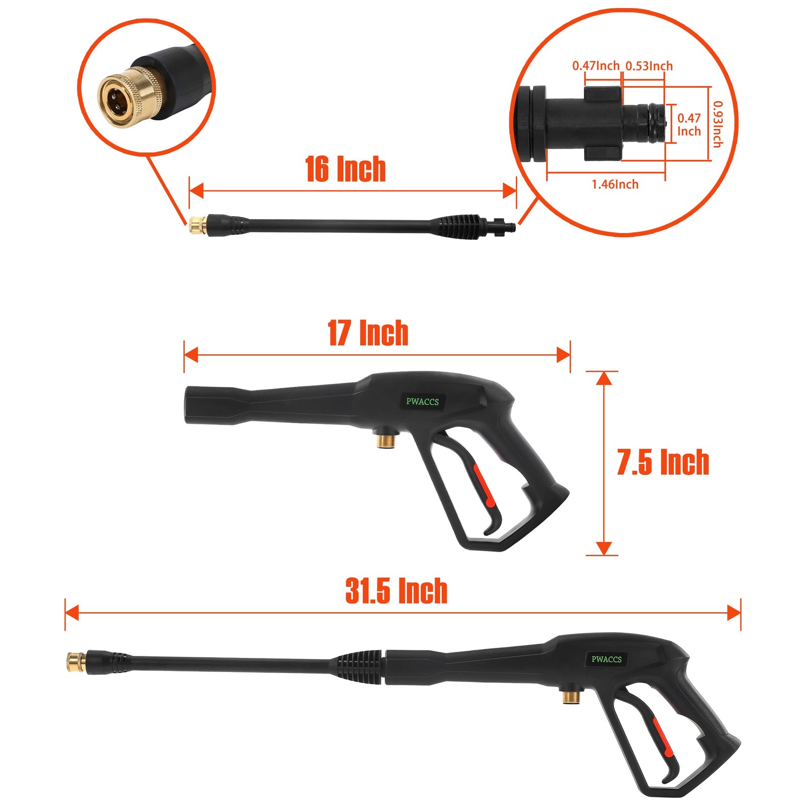 Pressure Washer Gun Replacement with Extension Wand Kit — Power Washing Trigg…
