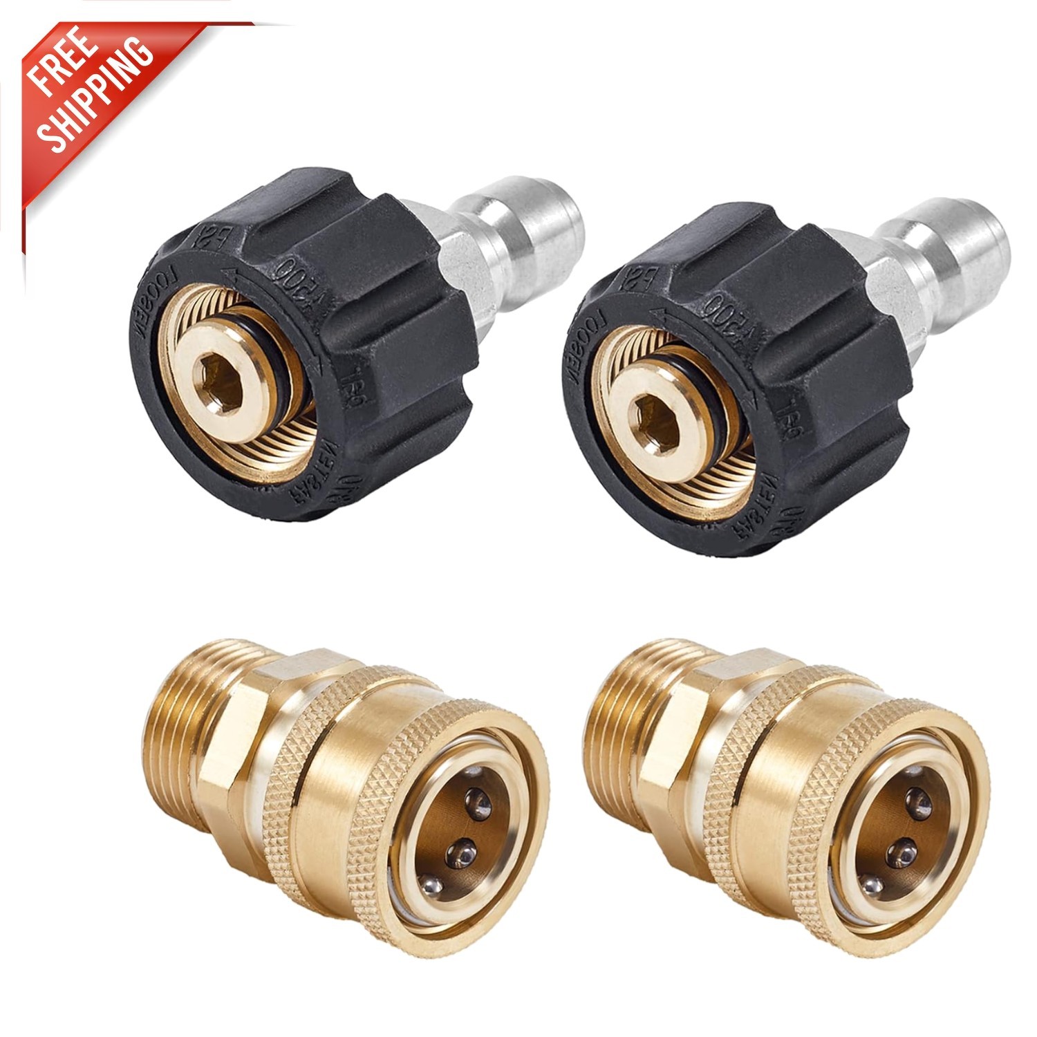 High-Precision M22 14mm to 3/8 Inch Pressure Washer Adapters – Quick Connect Set