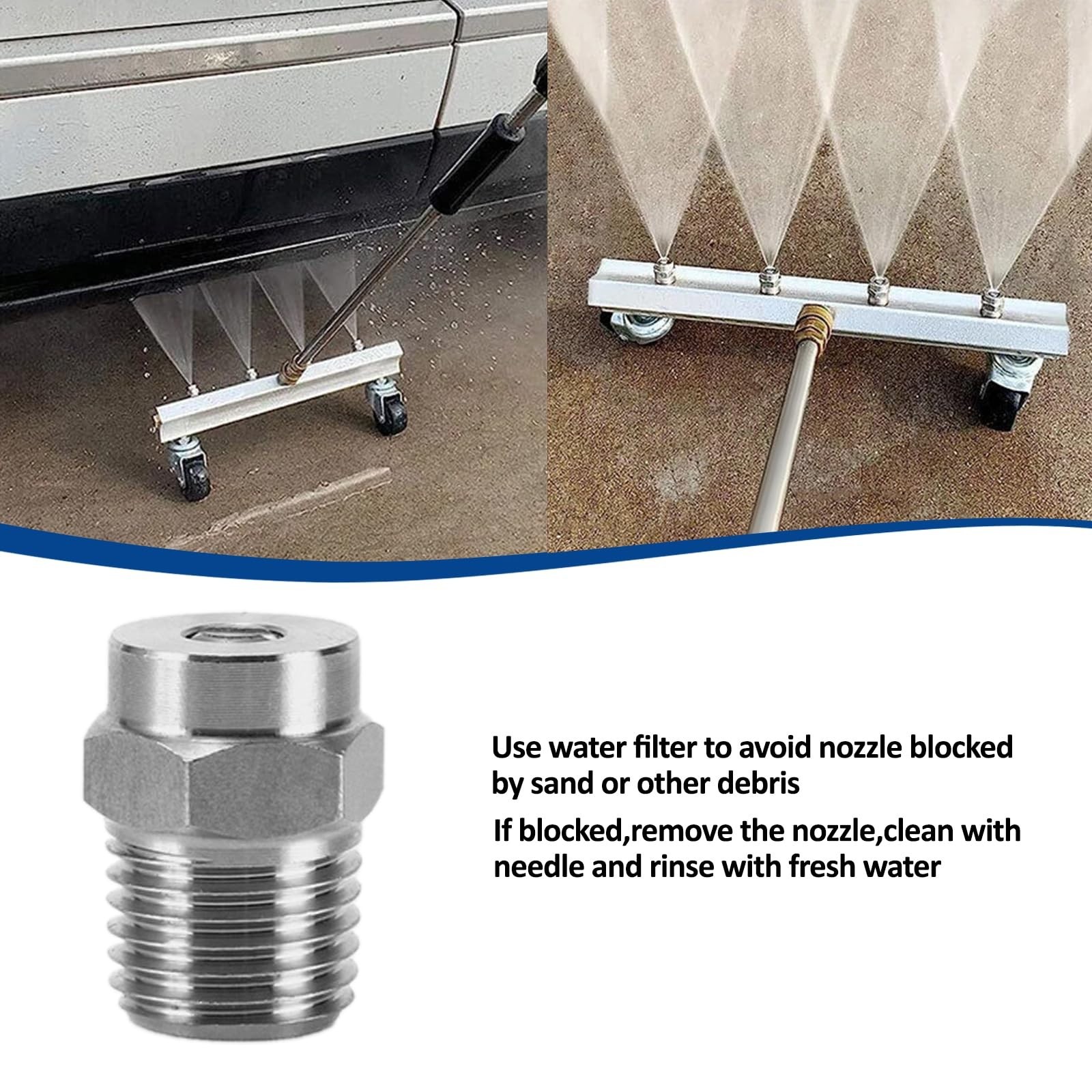 4 Pack Stainless Steel Pressure Washer Nozzles, 0°/15°/25°/40°, 4000 PSI, 1/4″ N