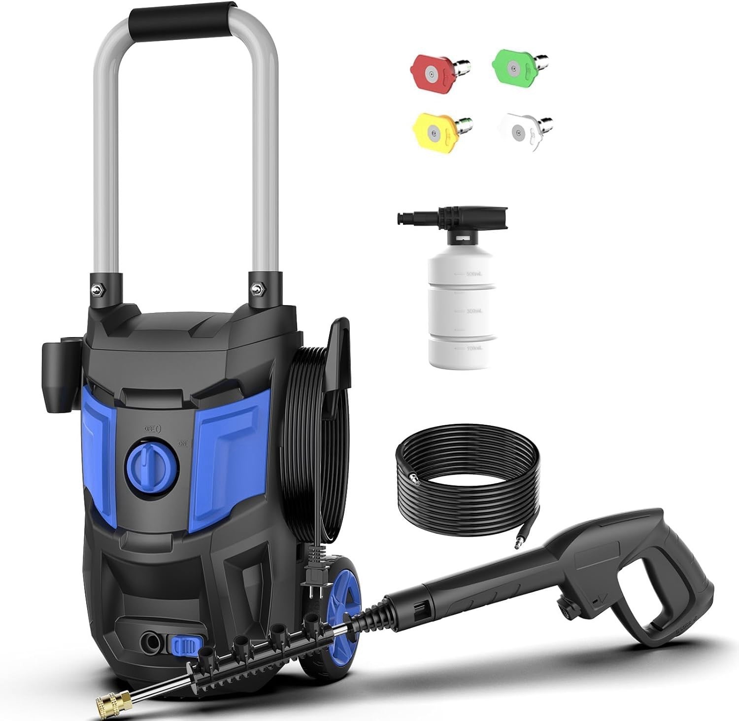 Electric Pressure Washer, 1500 PSI, 20ft Hose, 35ft Cord, Compact & Lightweight