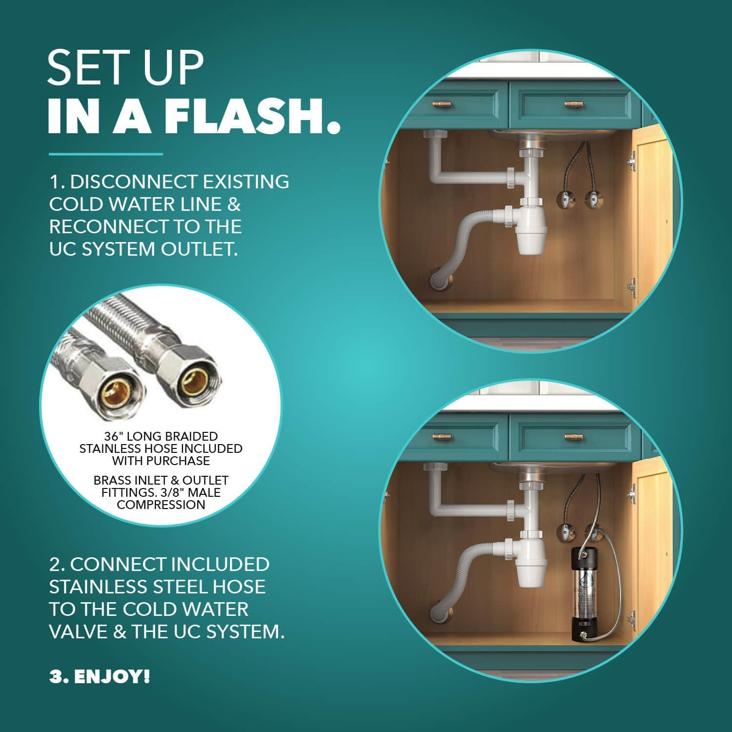 under Sink Water Filter for Sink Faucet, 10K Gallons or 1 Year Filtration Life,