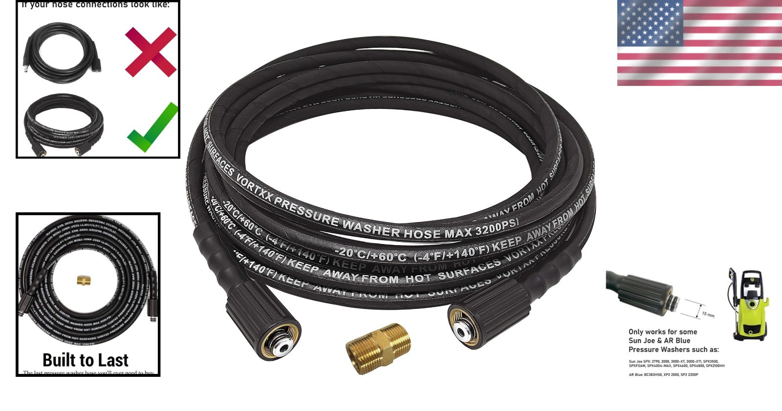 Maximum Performance 25FT Pressure Washer Hose for Sun Joe – Leak Proof Design