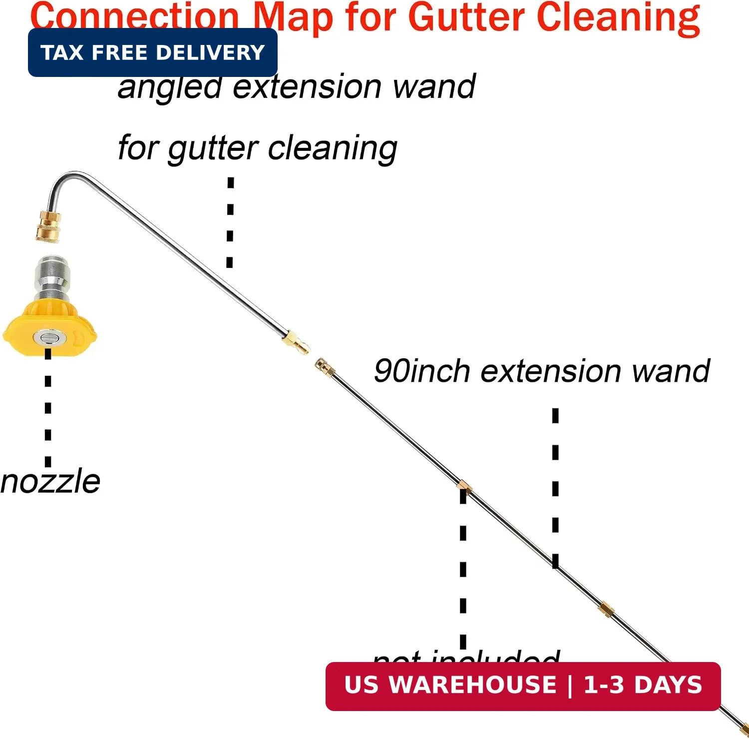 Gutter Cleaner Attachment for Power Washer, 120 Degree | 13 Inch Ex