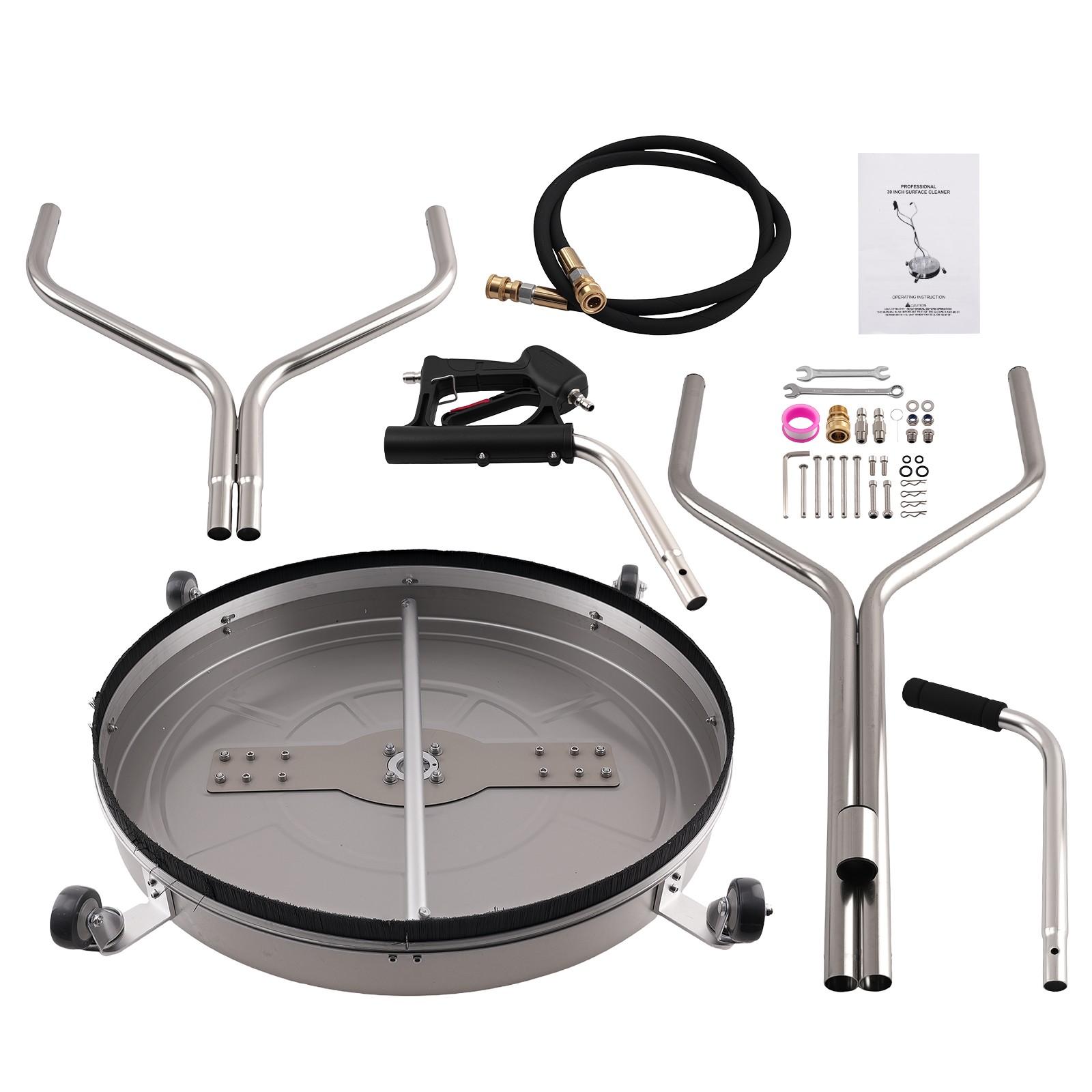 30 inch Pressure Washer Surface Cleaner 6000 PSI Stainless Steel 4-Wheel