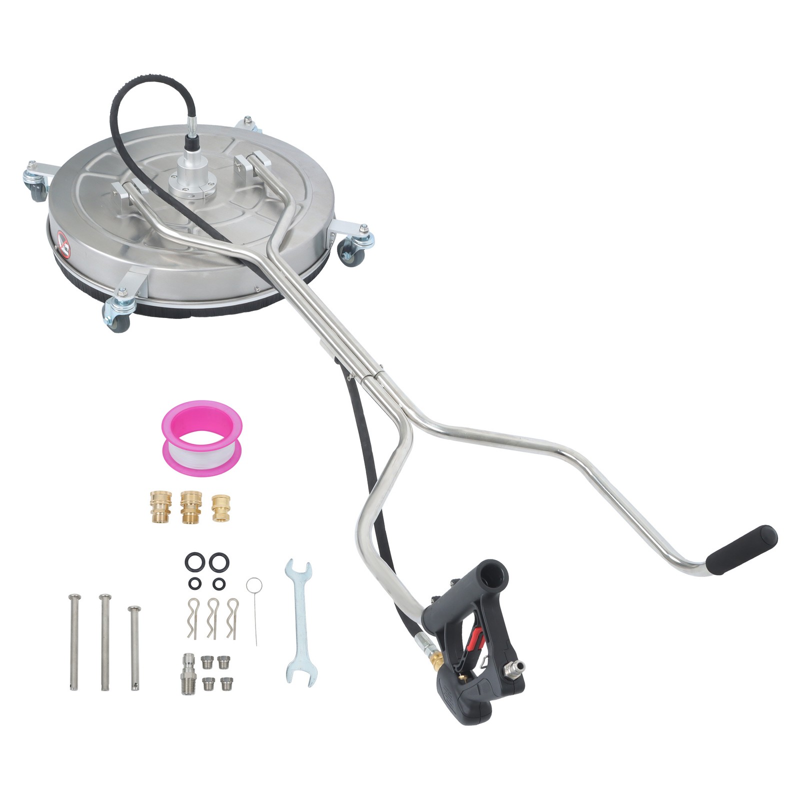 Instant-Attach 24-Inch Pressure Washer Surface Scrubber with Dual-Grip Handles