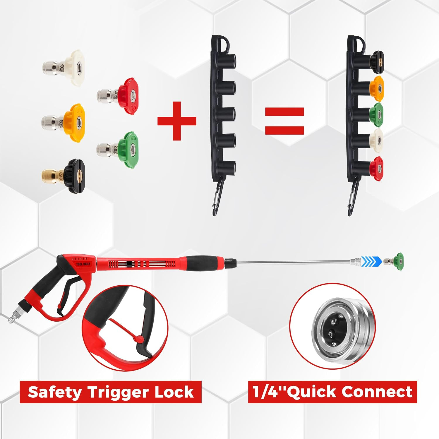 Tool Daily Pressure Washer Gun with 3/8” Swivel Quick Connector, Replacement Wan