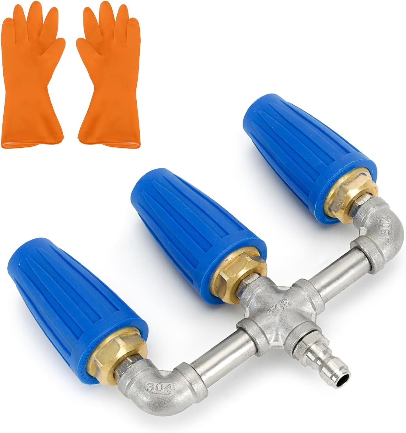 Triple Turbo Pressure Washer Nozzle 360° Rotating 4000 PSI 1/4″ Quick Connector