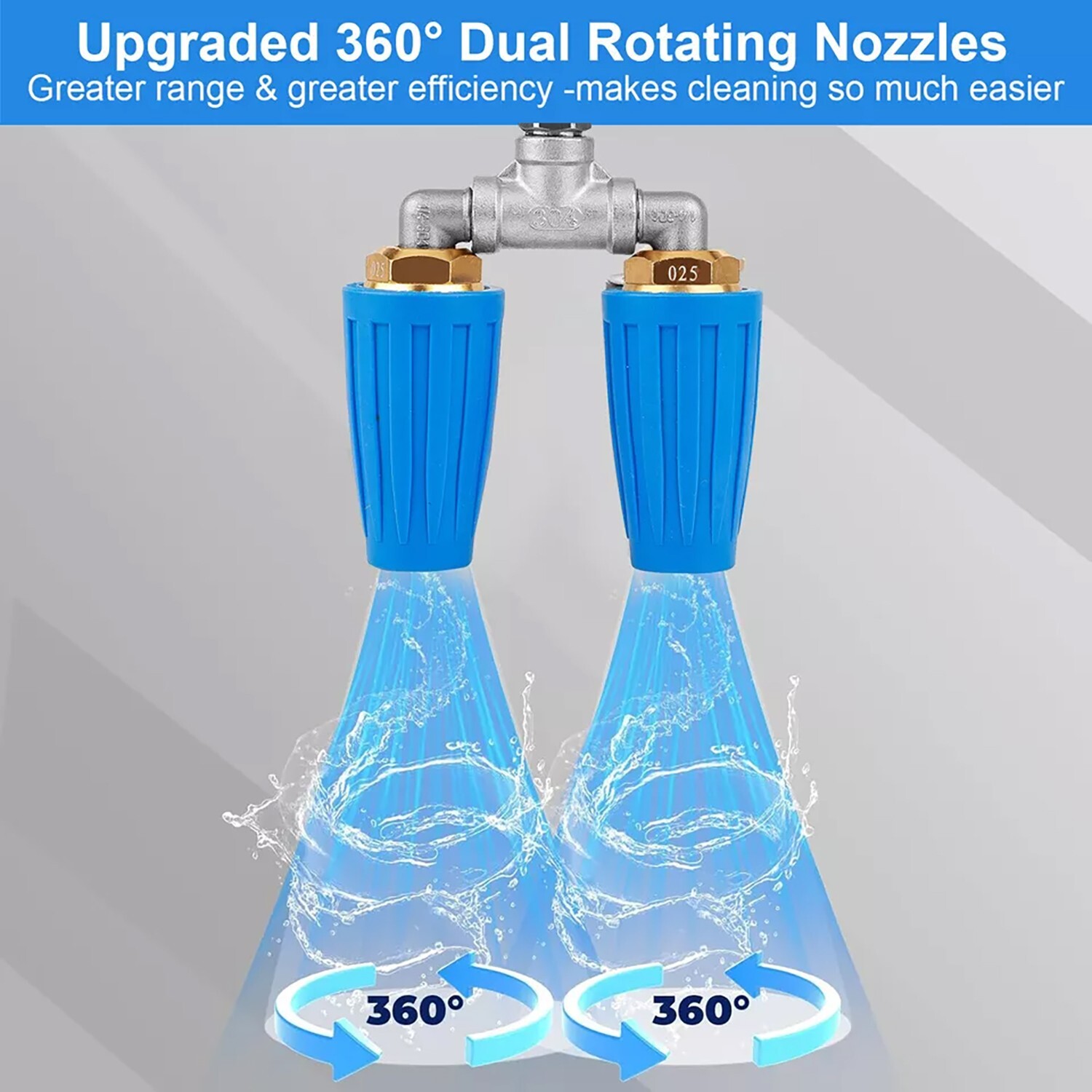 360° Rotating Pressure Washer Dual Turbo Nozzle 1/4″ Quick Connector 2.5 Orifice