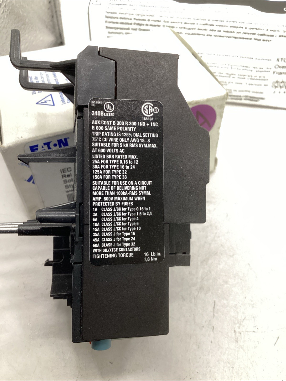 Eaton XTOB010CC1 IEC Overload Relay Frame C Class 10 DP 6-10 Amp 🟣