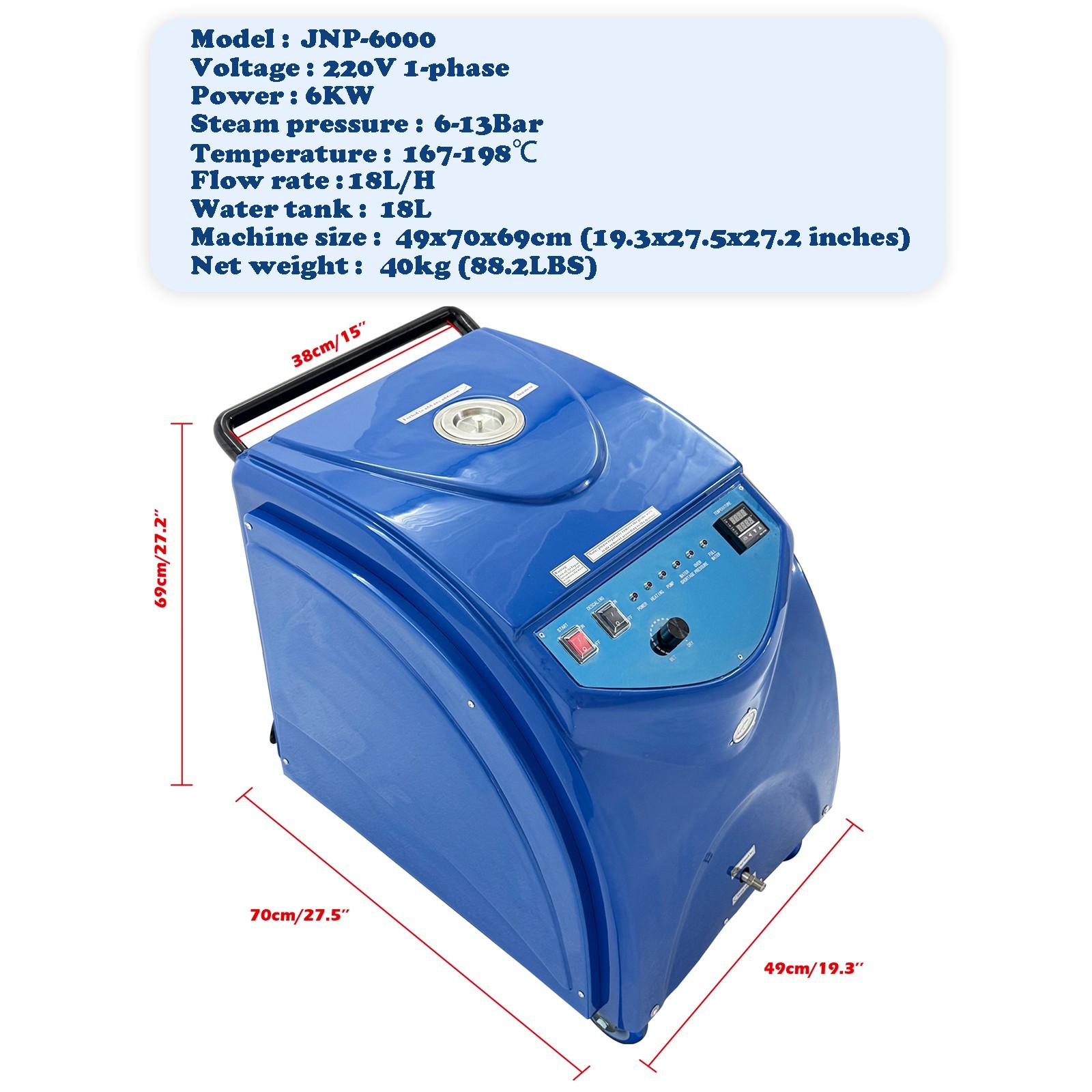 220V 1PH Commercial High-Pressure Steam Car Washer Cleaning Machine 6KW