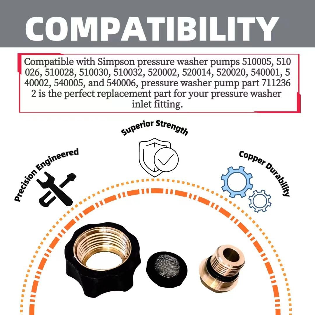 7112362 Water Inlet Fitting for Simpson Pressure Washer Pump Parts , Fits Mul…