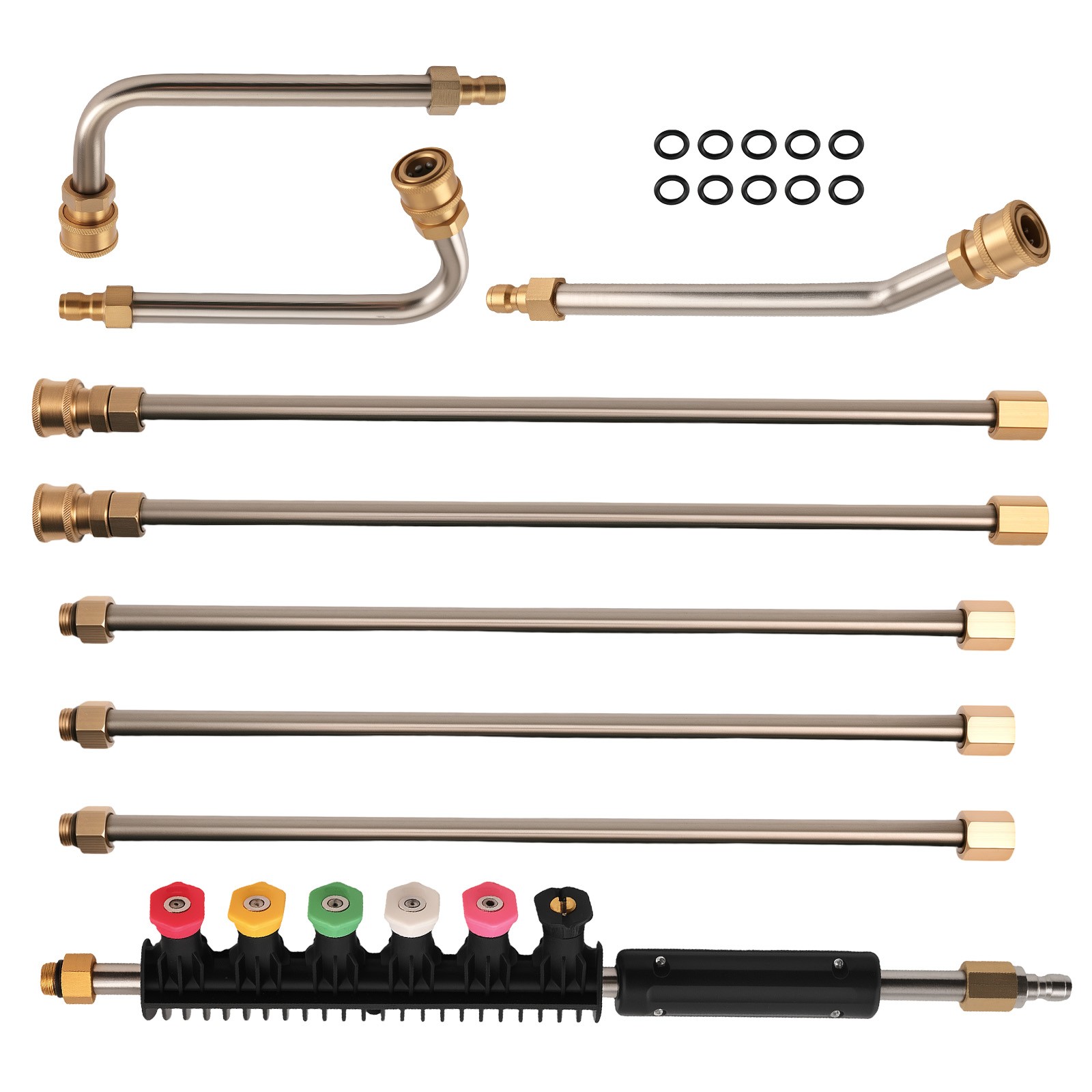 6 Nozzle Pressure Washer Extension Wand 4000PSI 97inch 6 Wands 3 Curved Rods