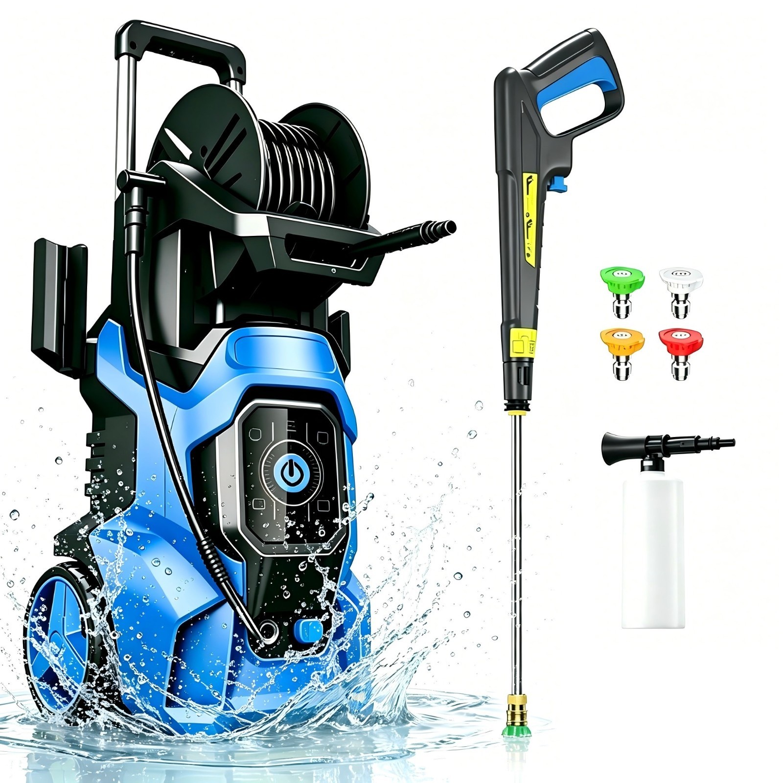 Pressure Washer 4500PSI 3.0GPM, 15-Level Touch Control, Foam Cannon, for Patio