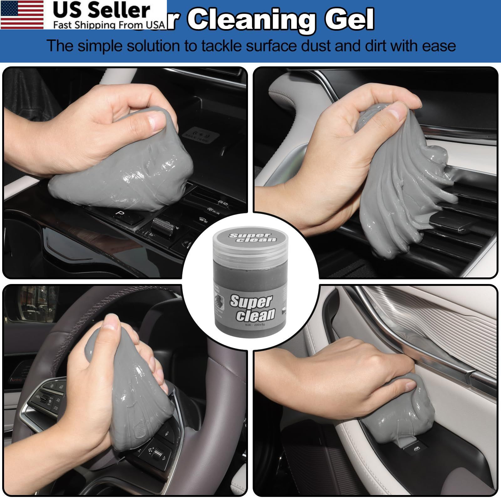 NIKCOSMK Windshield Cleaner Tool, 14Pcs Car Cleaning Kit – Interior Black