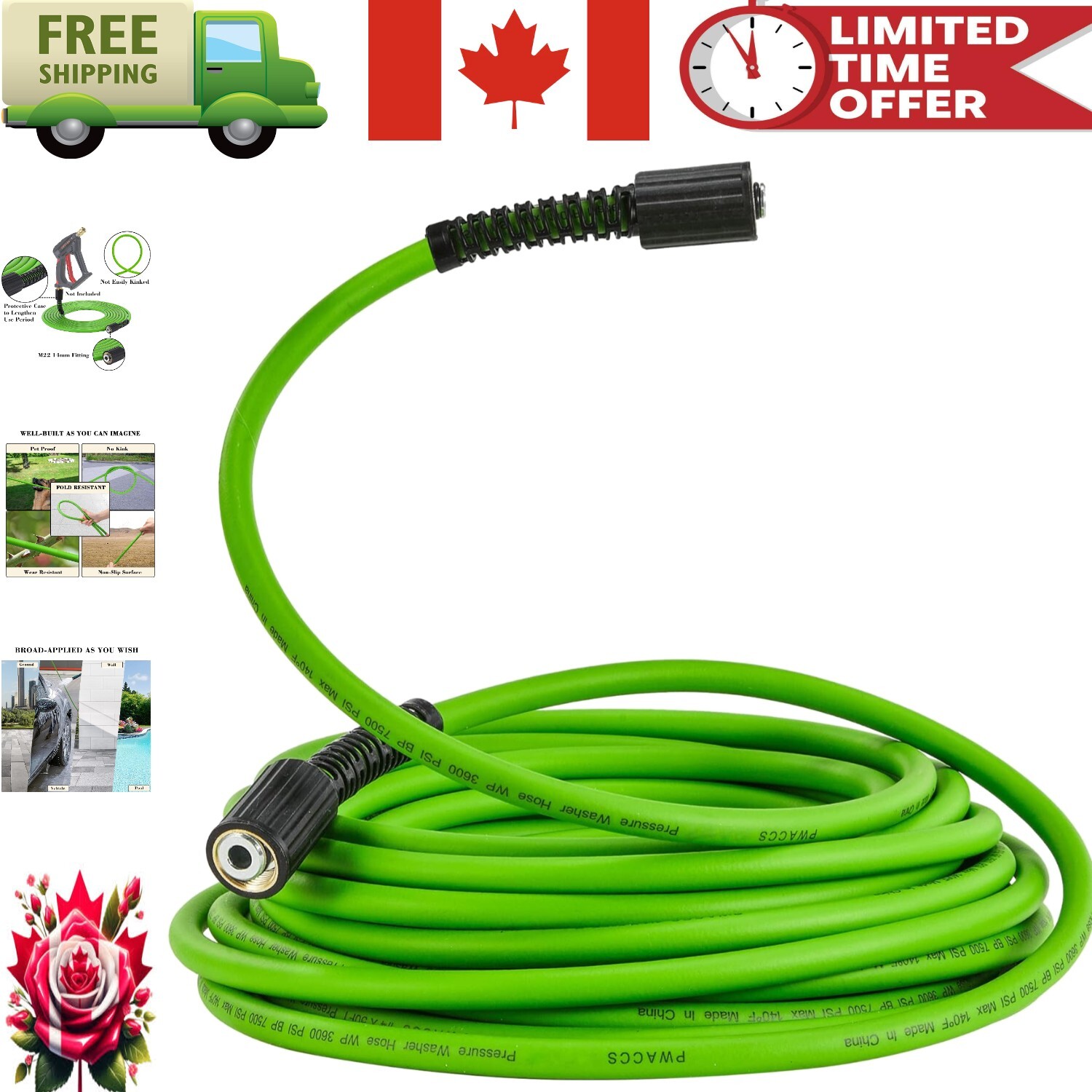 High-Performance 25FT Power Washer Extension Hose – 3600 PSI & Easy Installation
