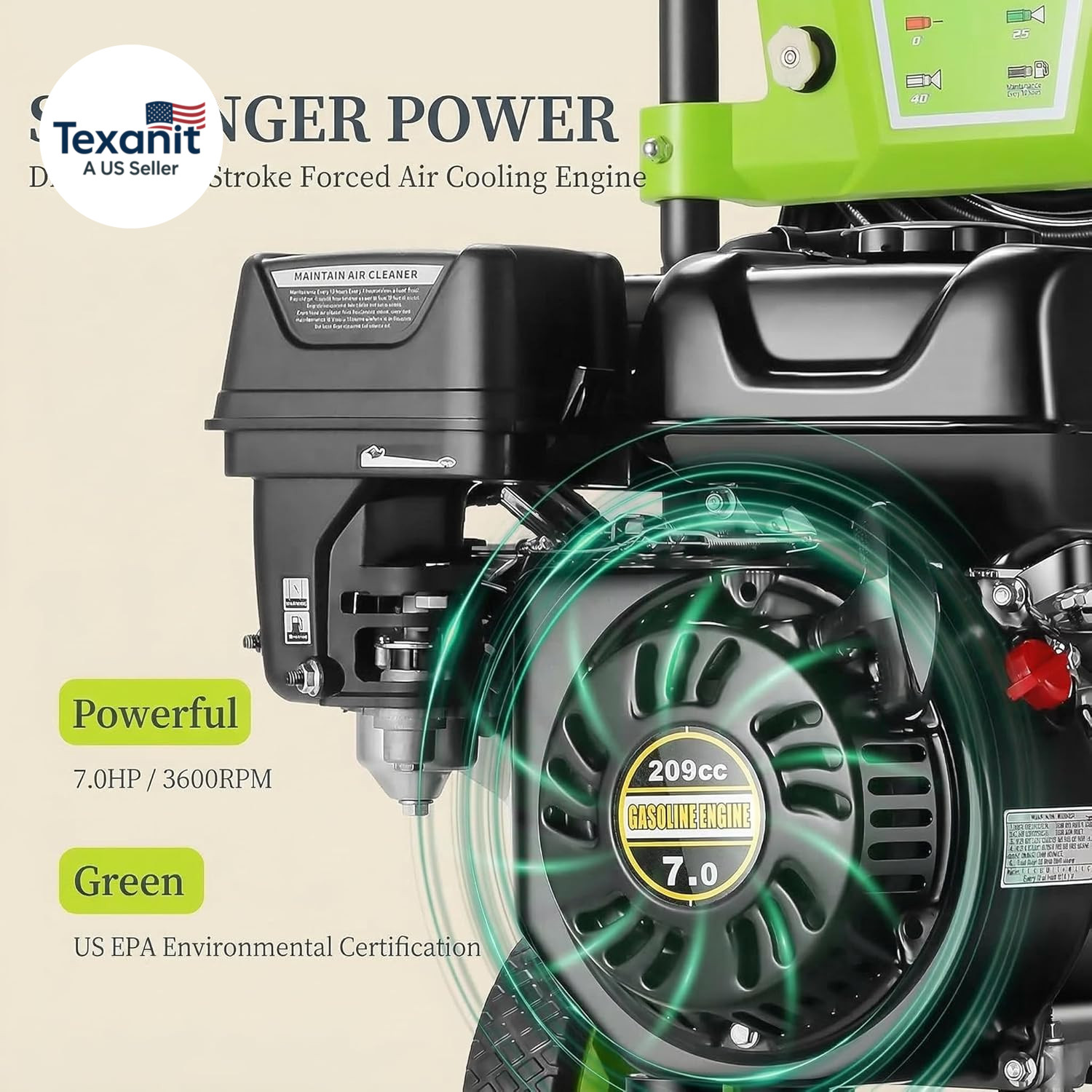 Gas Powered Pressure Washer 4200 PSI 4.0 GPM Portable Power Washer with 209CC 7H