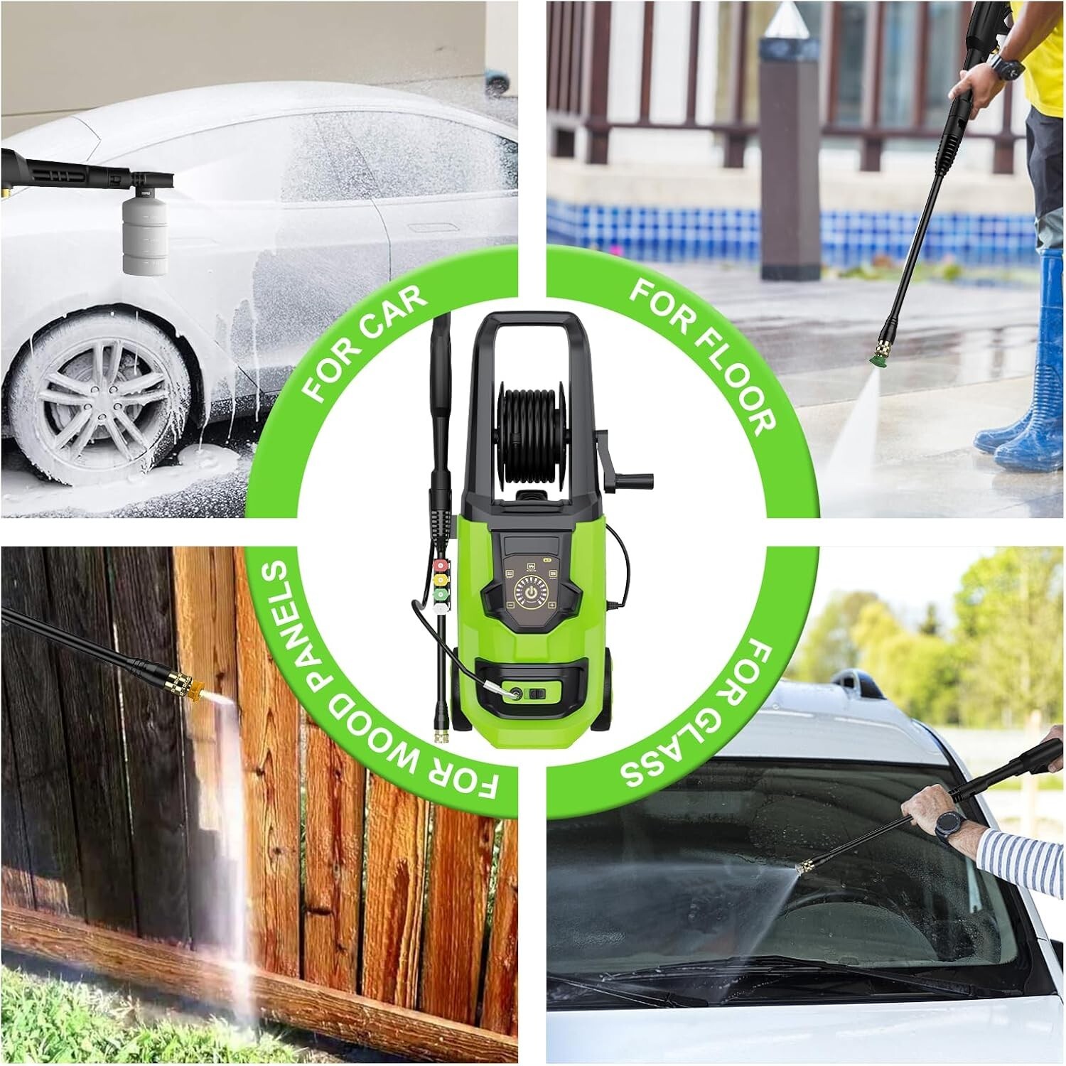 1500 PSI Power Washer with Touch Screen Adjustable Pressure, 35FT Power Cord