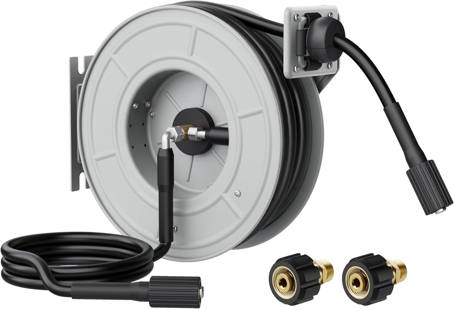 Giraffe Tools 3200PSI Pressure Washer Hose Reel 1/4″ x 65 ft Retractable Hose