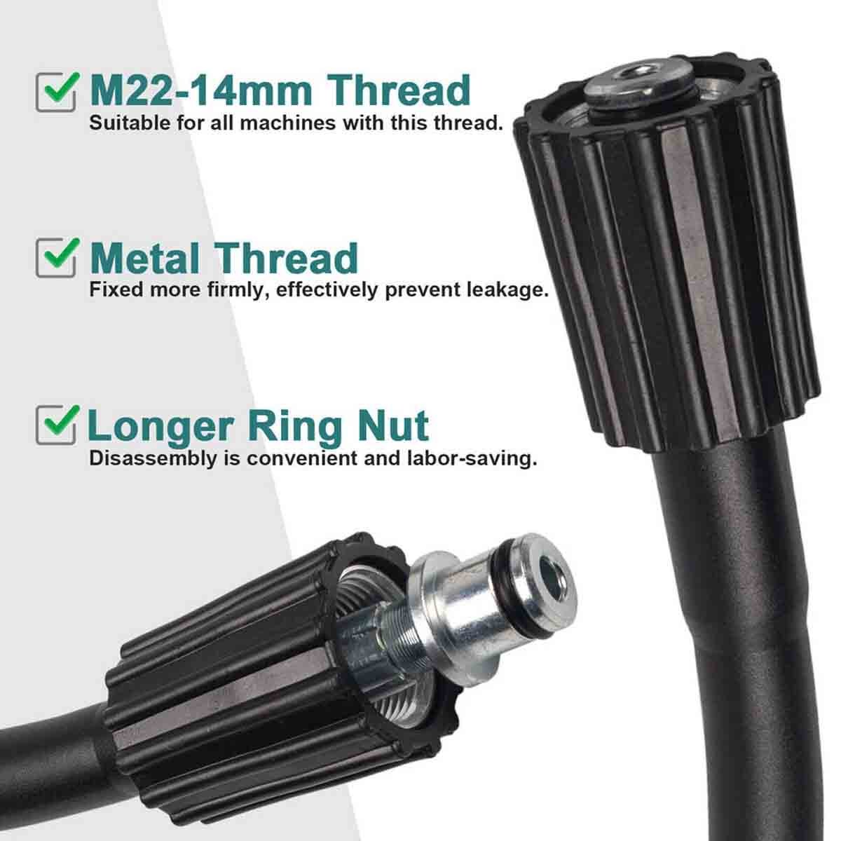 26-50FT High Pressure Washer Hose+turbine nozzle+High pressure water gun
