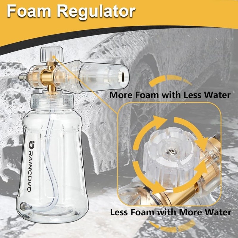 Pressure Washer Foam Cannon Dual Connector Lance Short Gun Nozzle Tips 1500 PSI