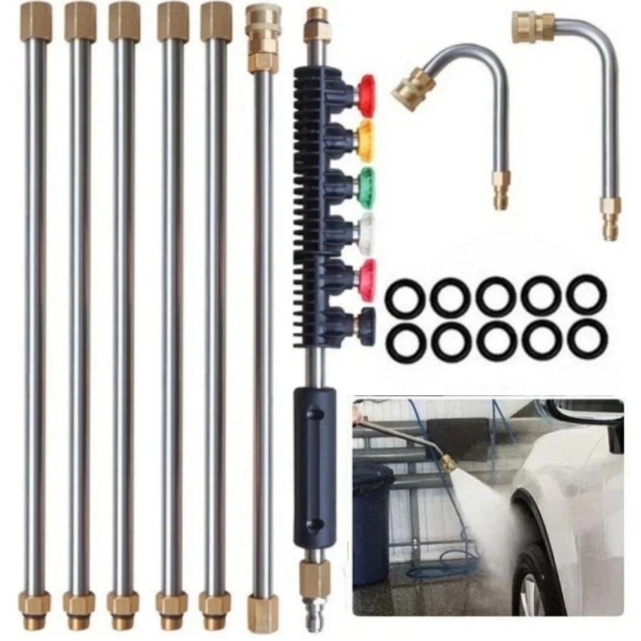 High Pressure Washer Gun Extension Wand Lance Gutter Cleaner Nozzles Kit 4000PSI