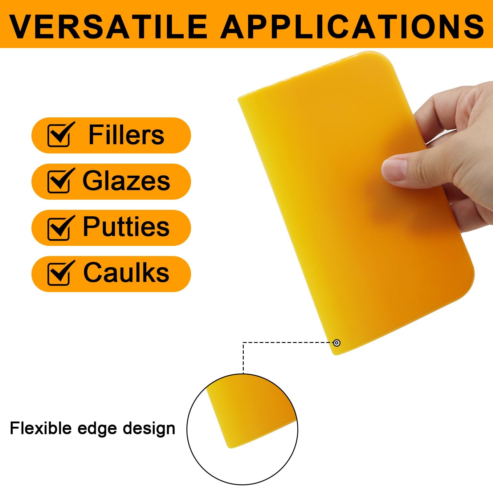 Wulitaotao Body Filler Spreaders, Plastic Spreader,4, 5, 6 Inch Yellow-3pcs