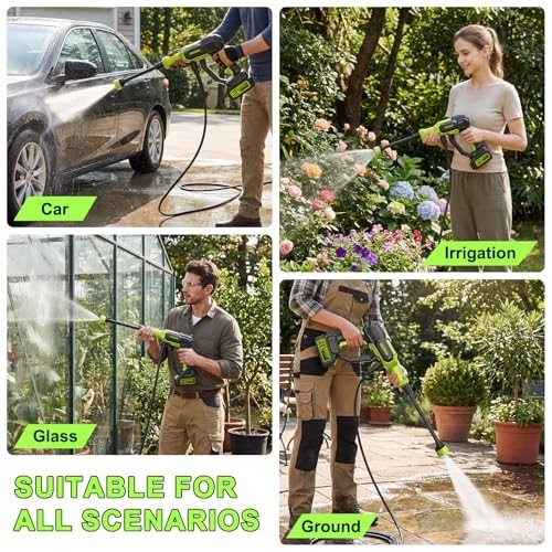 Portable Cordless Handheld Washer – 3 Modes, 23FT Hose & 6-in-1 Nozzle for Car,