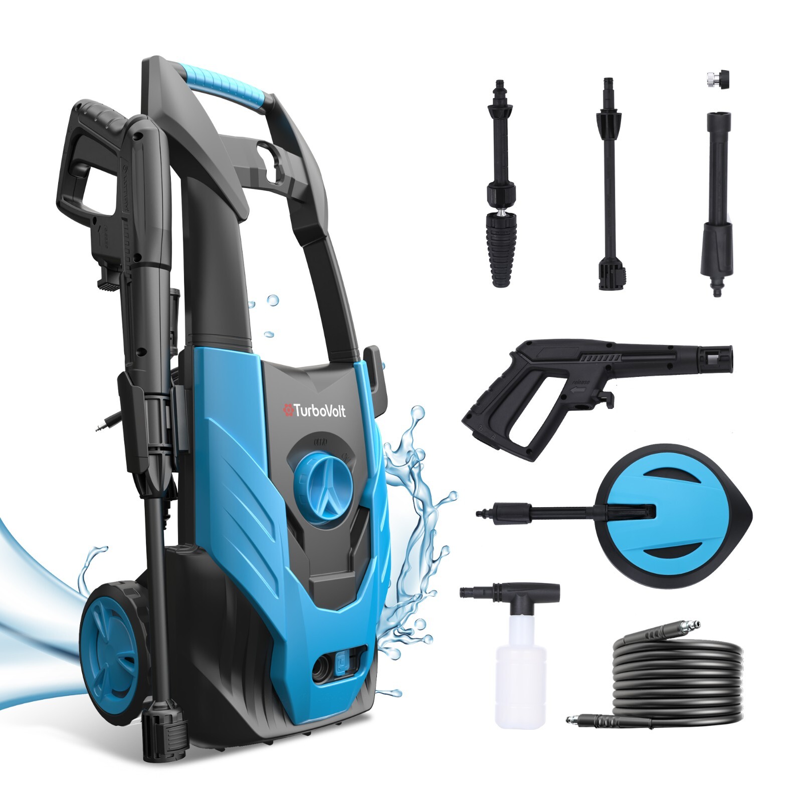 1600PSI Electric Pressure Washer High Pressure Cleaner Machine 1.71GPM Power