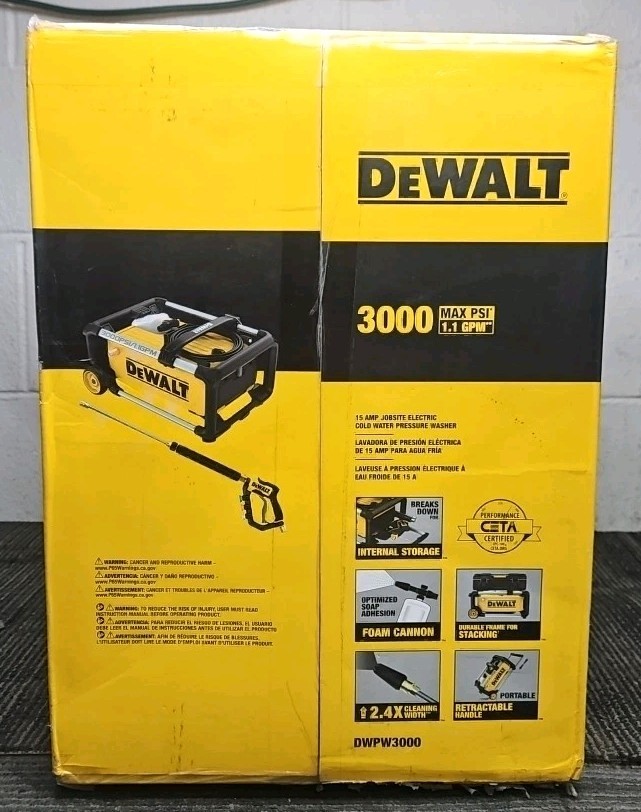 DeWalt Tools DWPW3000 15Amp Jobsite Electric Cold Water Pressure Washer