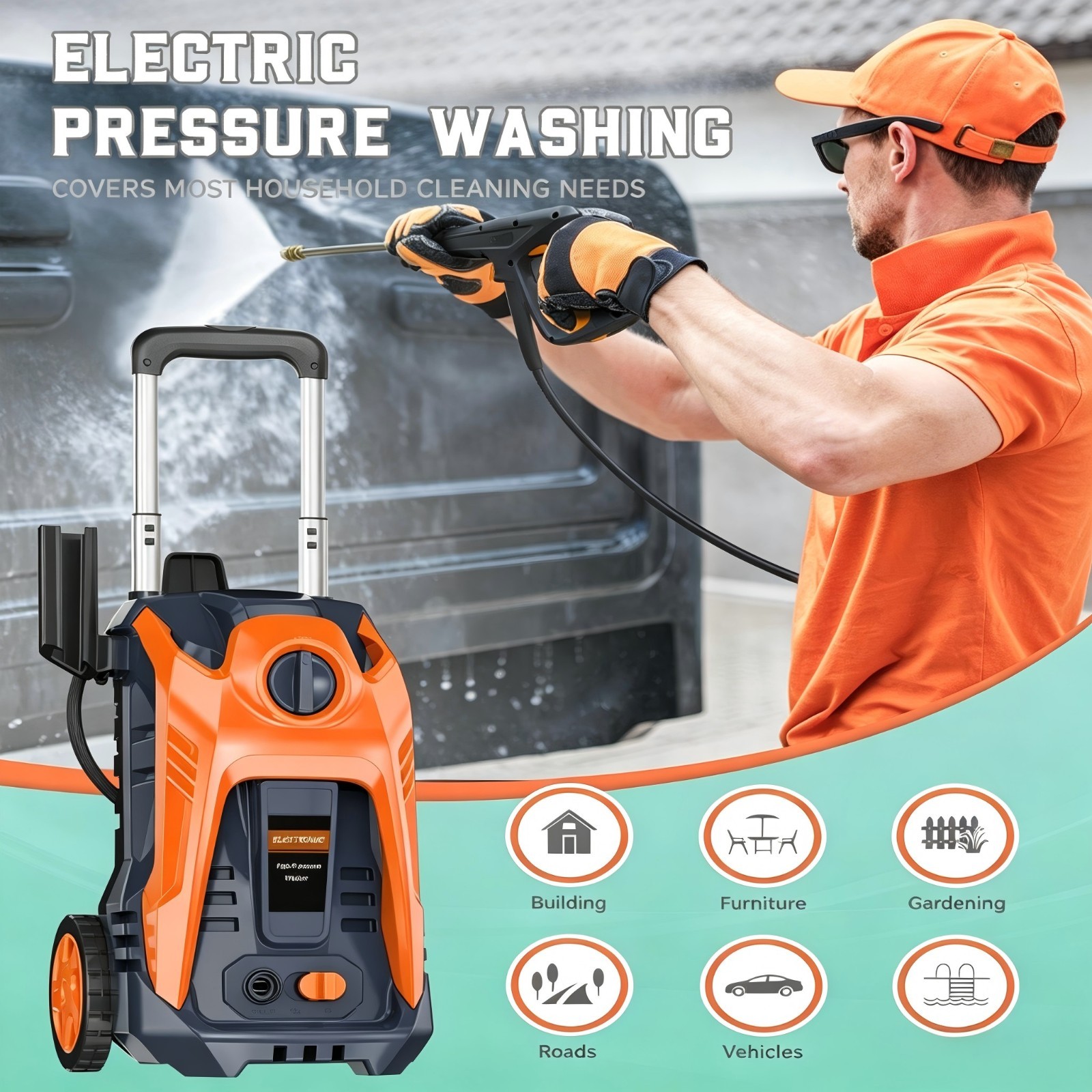Pressure Washer 4200PSI 2.0GPM, High-Pressure Cleaning, Steel Lance, for Home