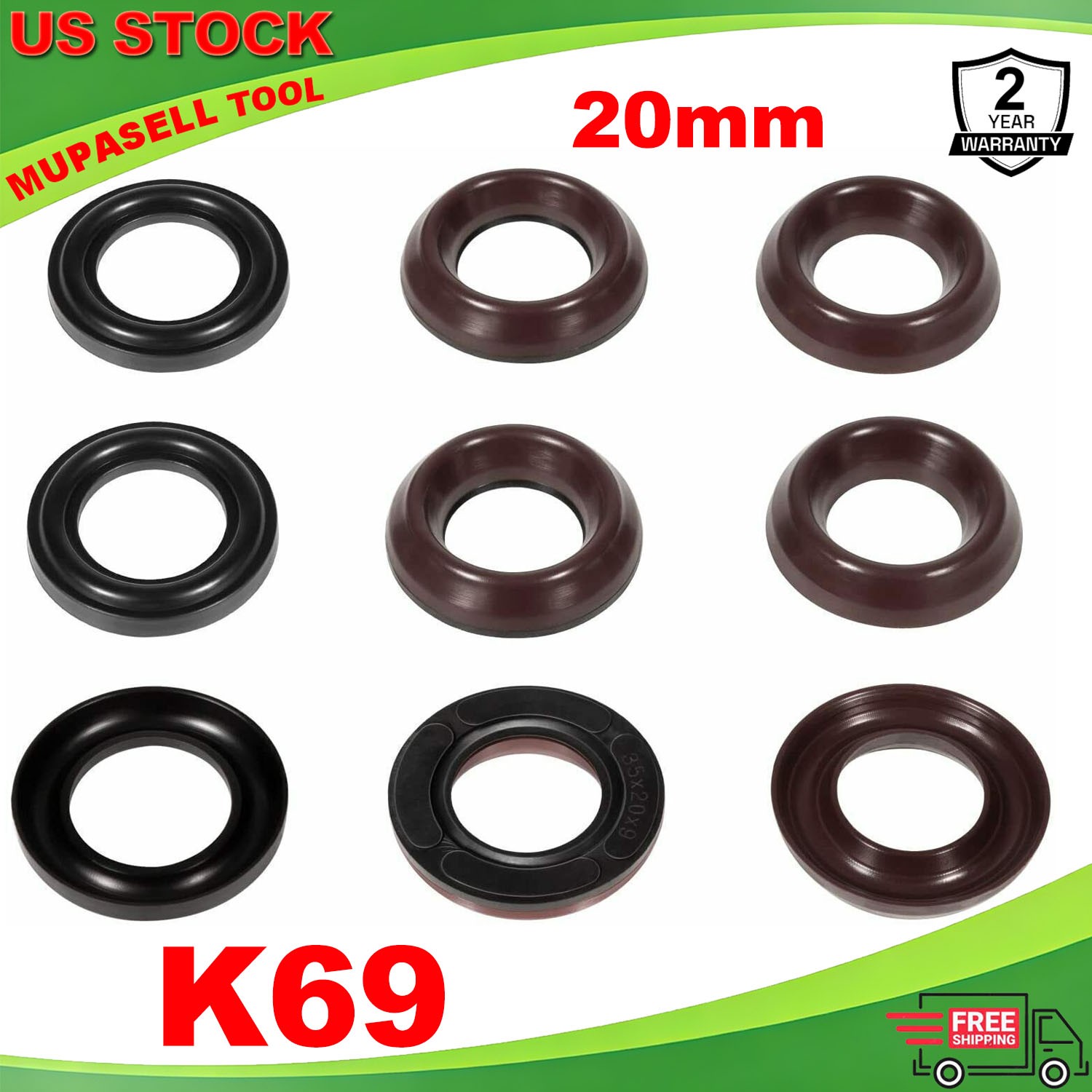K69 General Pump Seal Kit 69 for 20mm Interpump Pump TS4040 TS2011 WS202 etc.