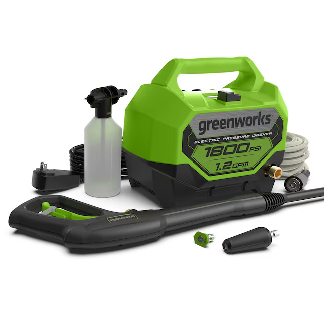 New GreenWorks 1800 PSI Compact Cold Water Pressure Washer 1.2 GPM