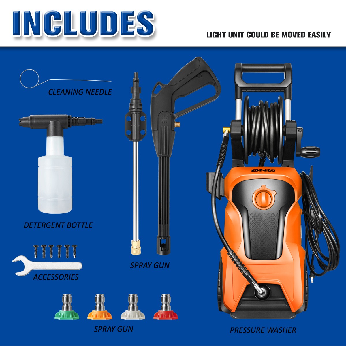 2176 PSI 2.4 GPM High-Pressure Electric Power Cleaner Car Washer Machine Orange