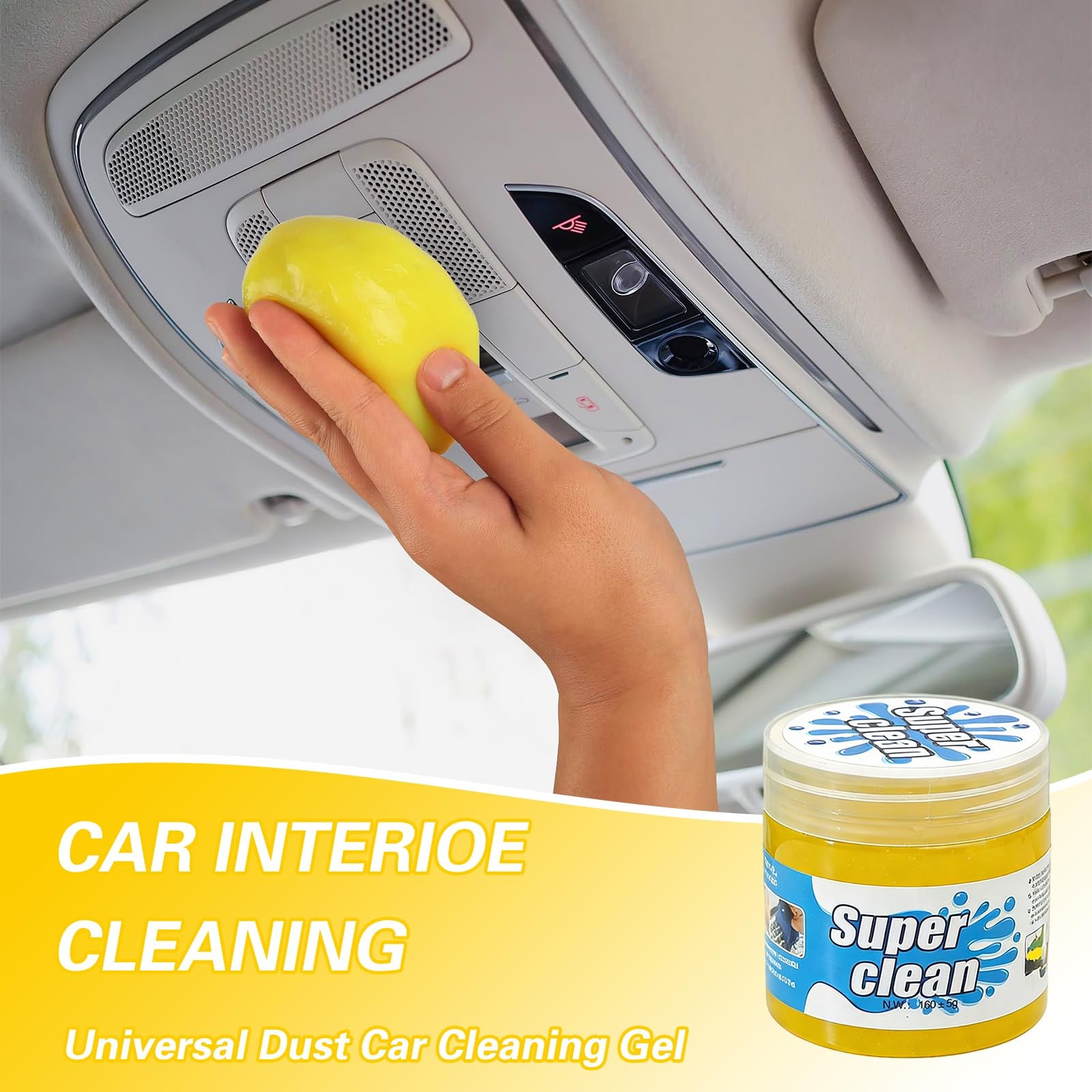 AACGIN Car Cleaning Gel Putty, Reusable Interior Slime Yellow，Pink