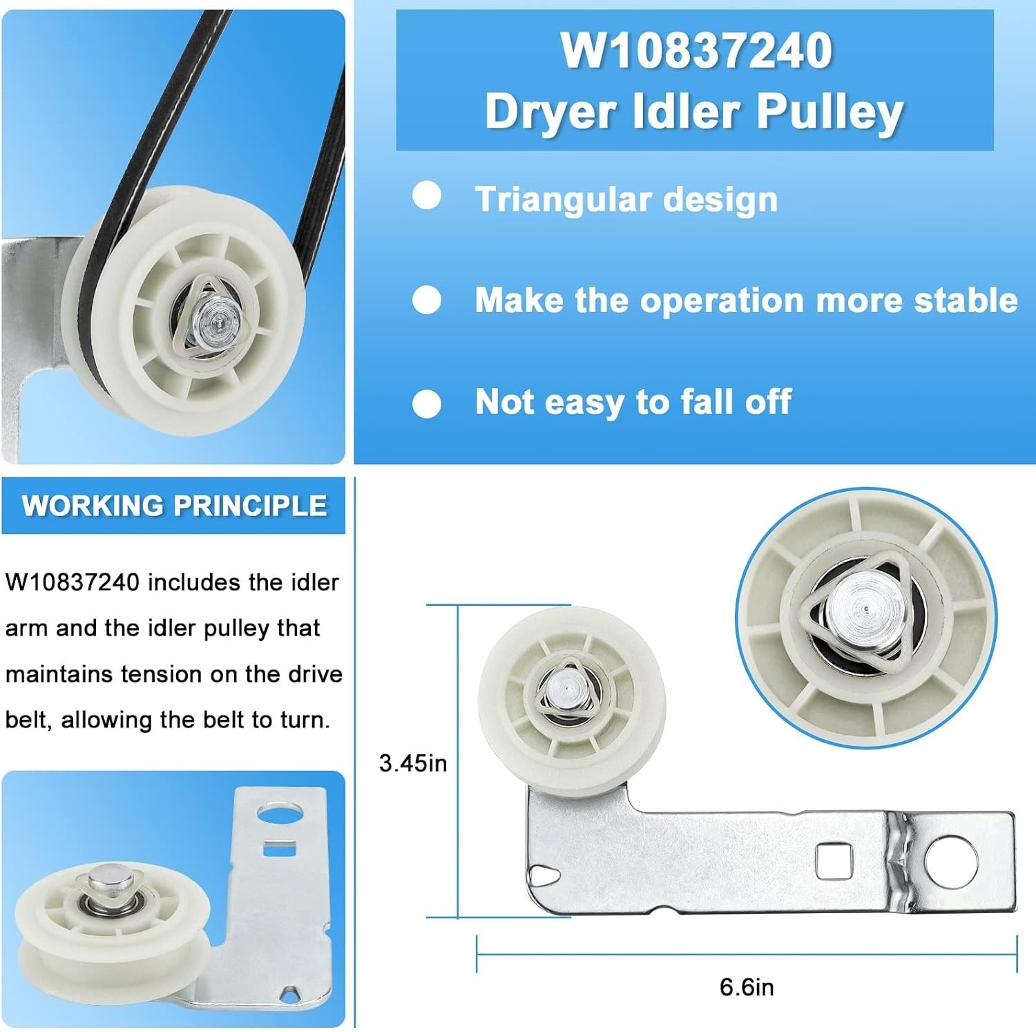Easy Installation Dryer Maintenance Kit: 4392067 Drum Roller & Belt Included