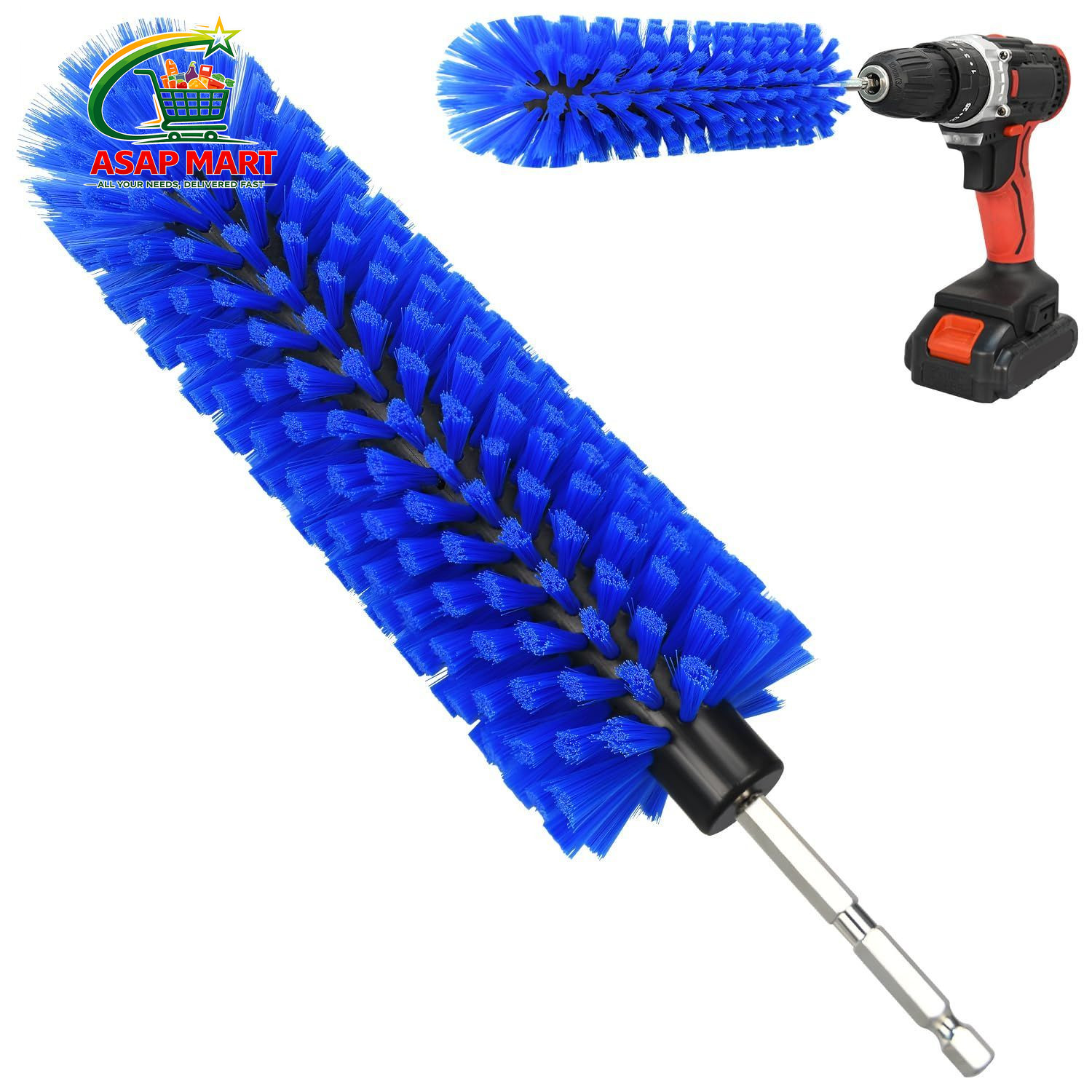 Drill Brush for Car Wheel and Bottle, Highly Dense 1/4in, 1 Pack Dark Blue