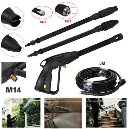 High Pressure Car Power Washer Gun Spray Wand Lance Nozzle and 16.4FT hose kit