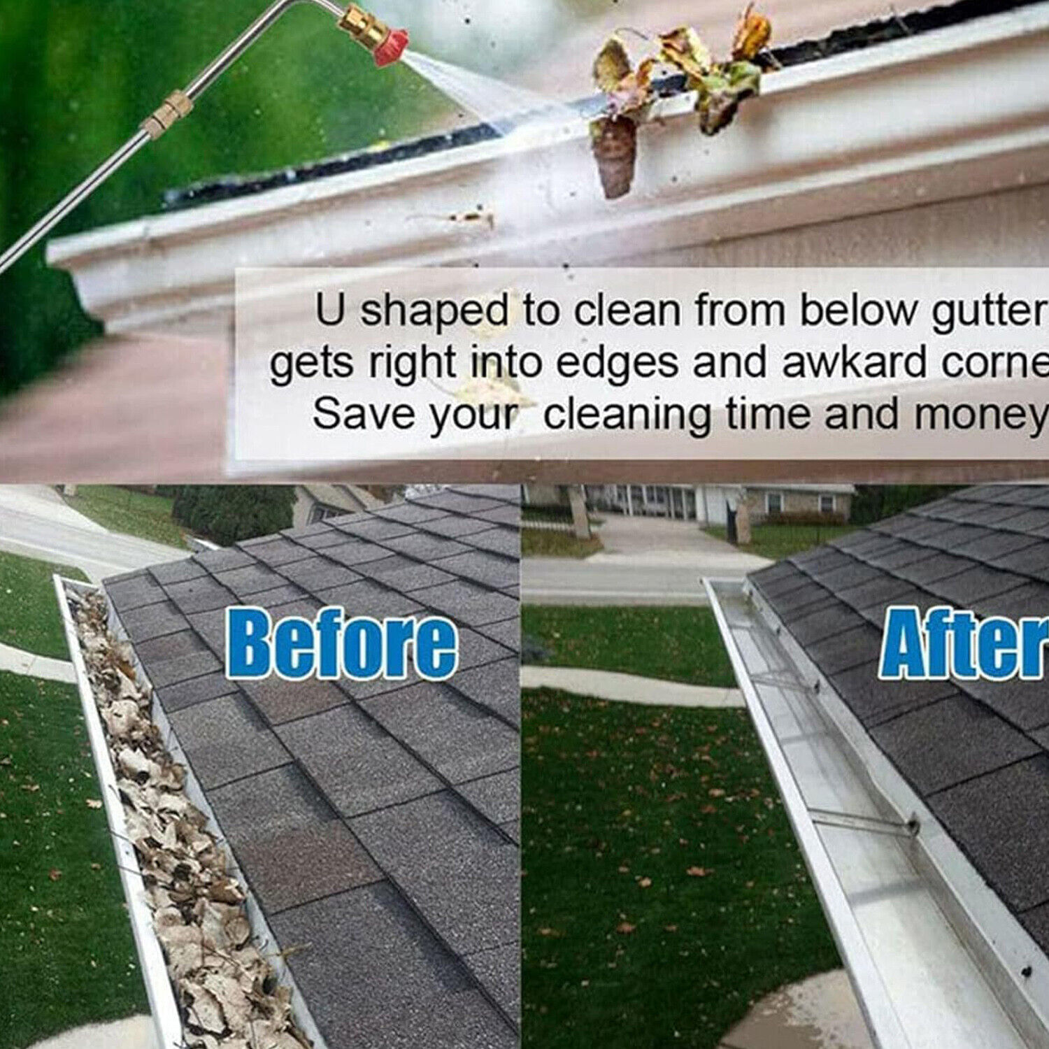 Gutter Cleaning Tool Extension Wand Lance Rod High Pressure Washer Roof Cleaner
