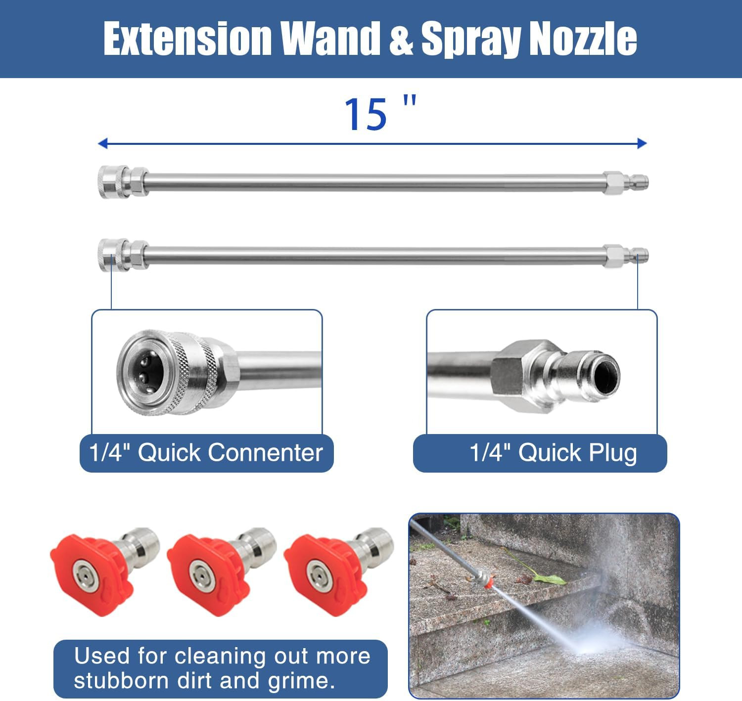 14″ Pressure Washer Surface Cleaner with 3 Spray Nozzles, 4000 PSI