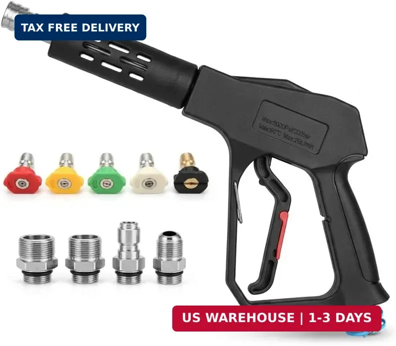 Swivel Pressure Washer Gun,Sturdy 5000PSI Short Power Washer Wand Carwash Spray