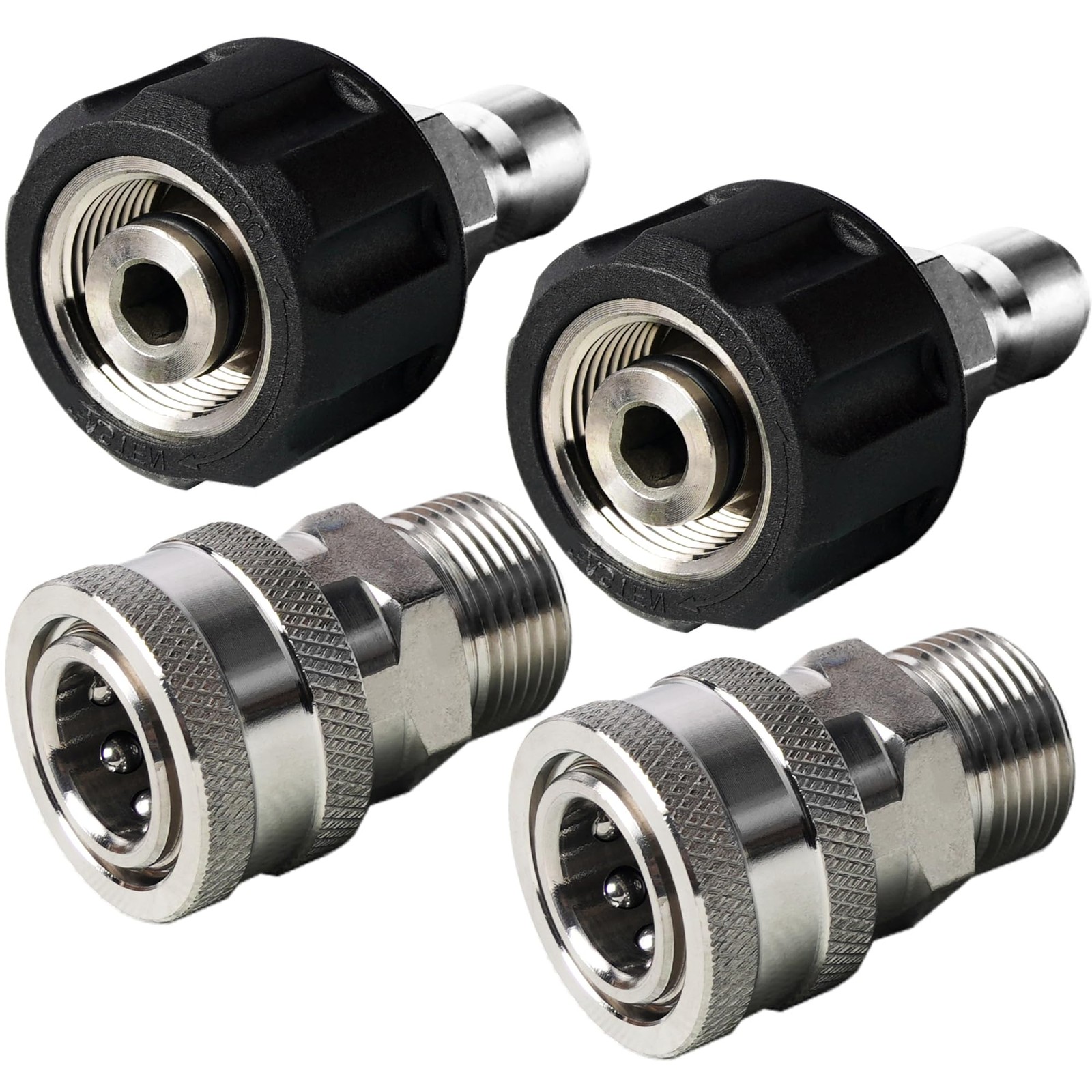 4 PCS Pressure Washer Quick Connect Kit Stainless Steel Disconnect M22