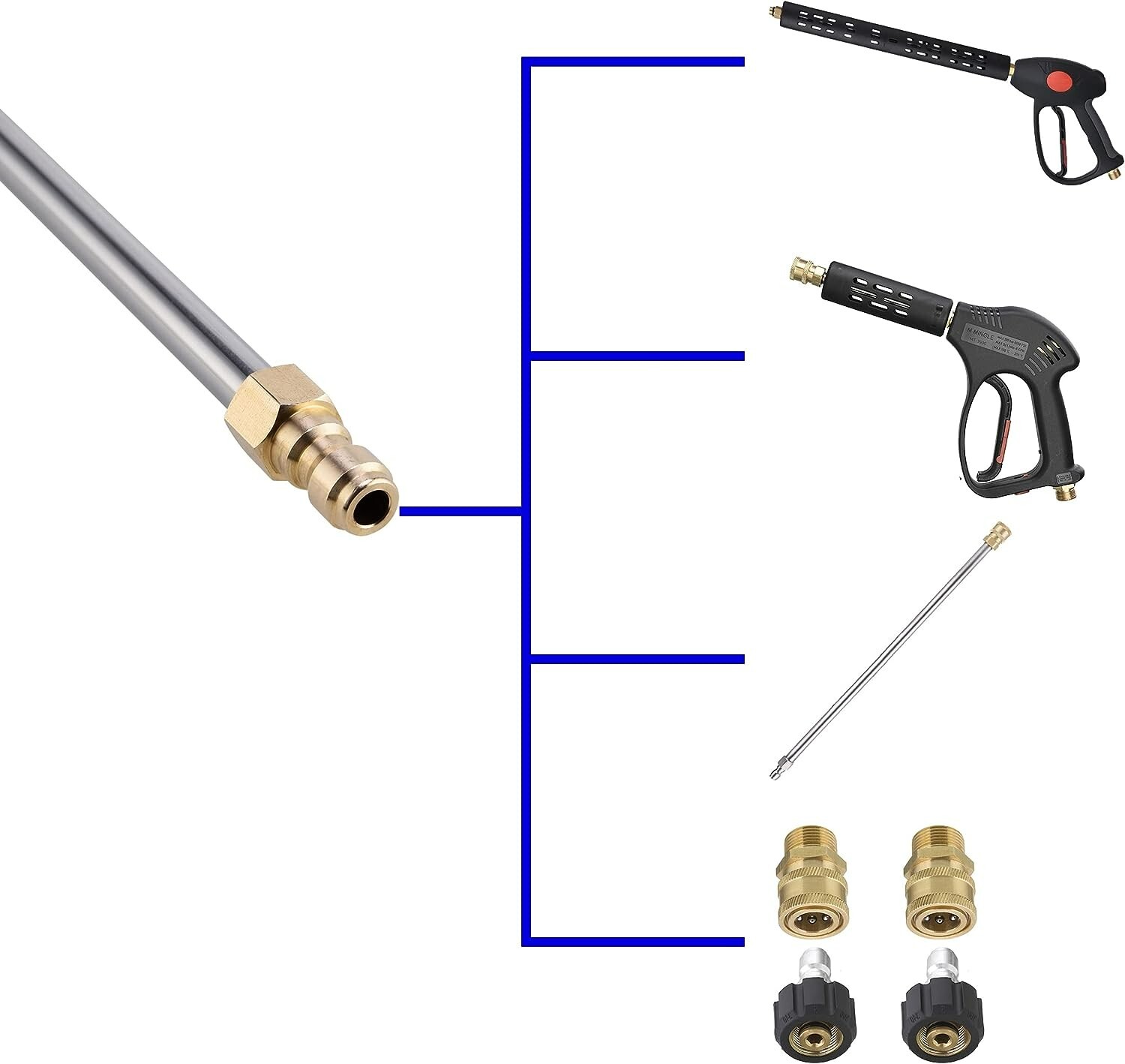 Versatile Power Washer Gutter Cleaner – Angled Extension Wand – 5 Nozzle Tips