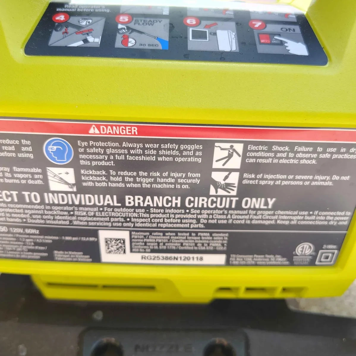 RYOBI RY141803 1800 PSI 1.2 GPM Electric Pressure Washer