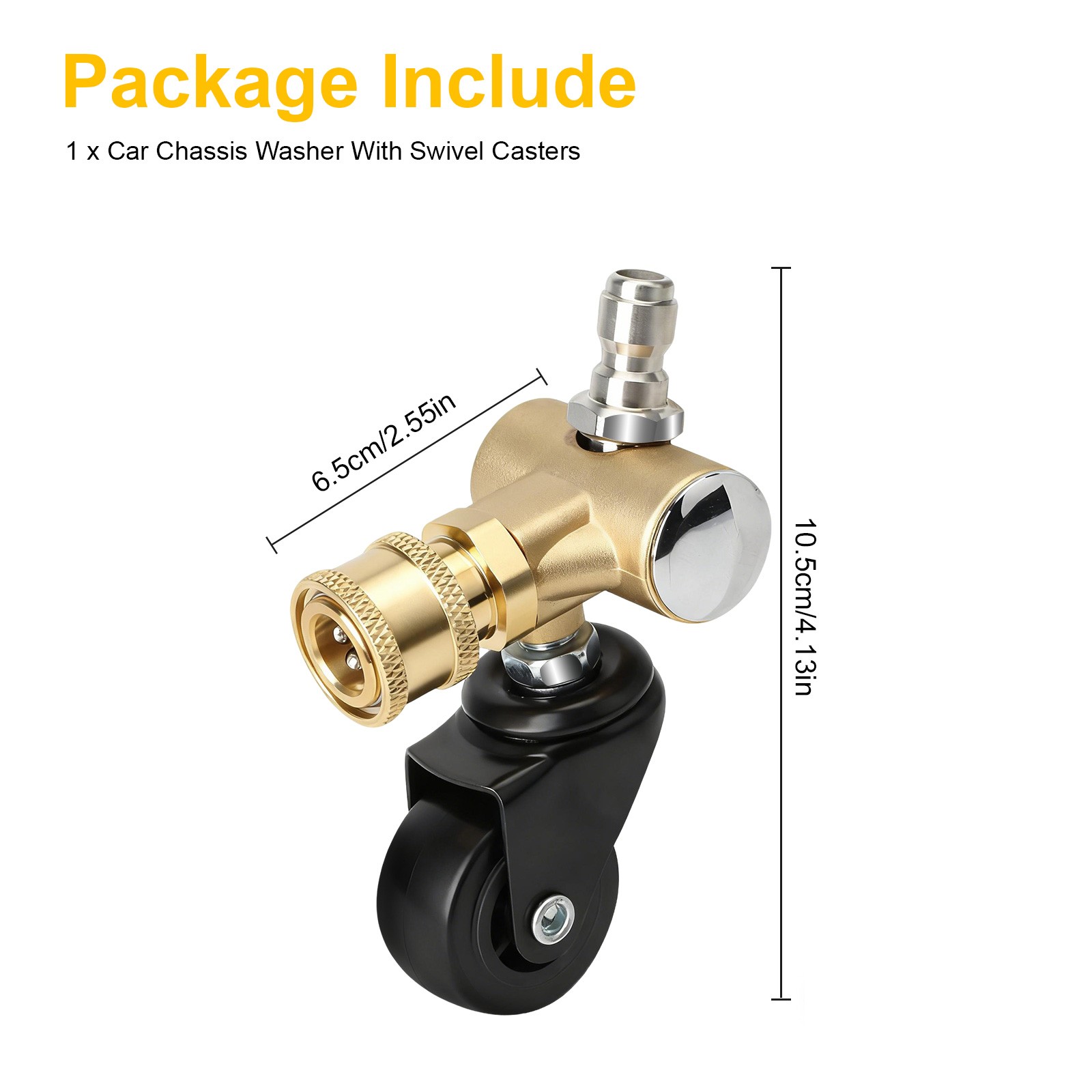 1/4″ Quick Connect 4000 PSI Pressure Washer Undercarriage Cleaner Swivel Wheel