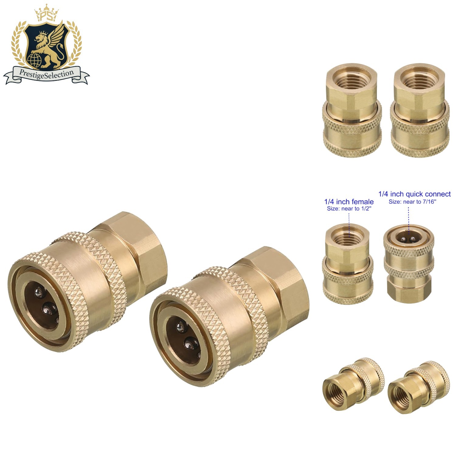 Heavy-Duty Brass Fittings for Pressure Washers, 2-Pack Quick Connect Couplings
