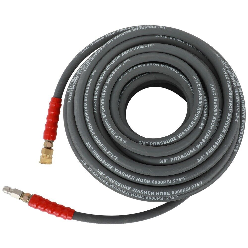 3/8″ x 100ft 6000psi Hot Water Pressure Washer Hose Non-Marking 2-Braid R2 Gray