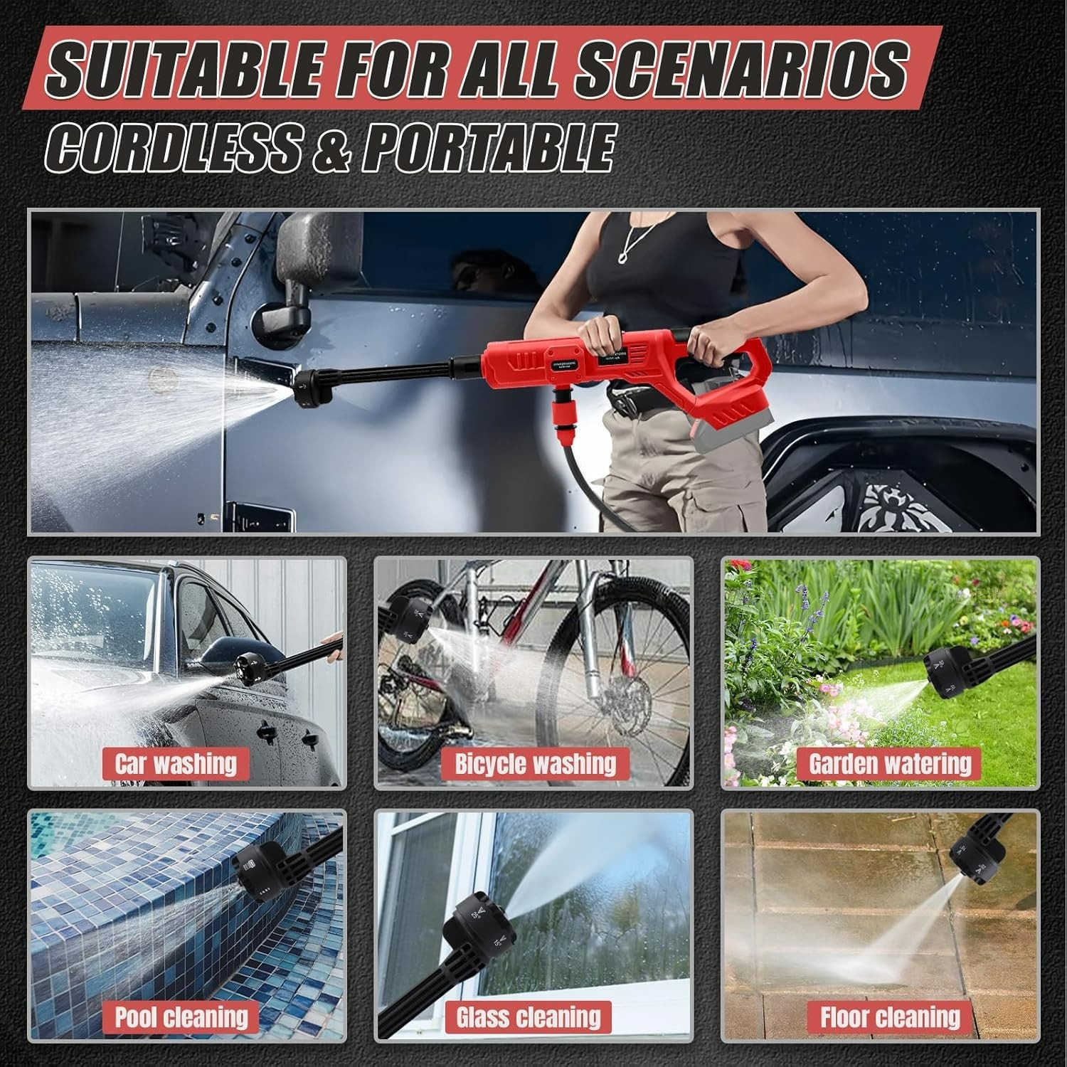 Cordless Pressure Washer for Milwaukee M18 Battery, Portable Cordless Power Wash